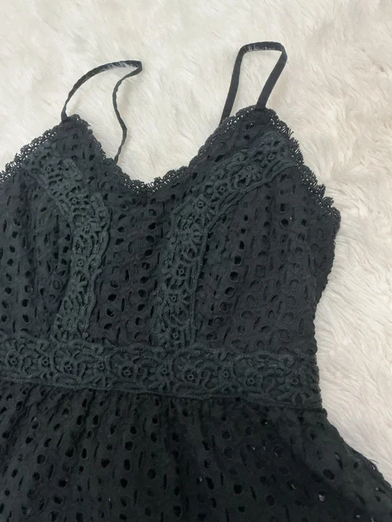 💜 Japna - Black Lace Peplum Tank Top - Picture 4 of 7